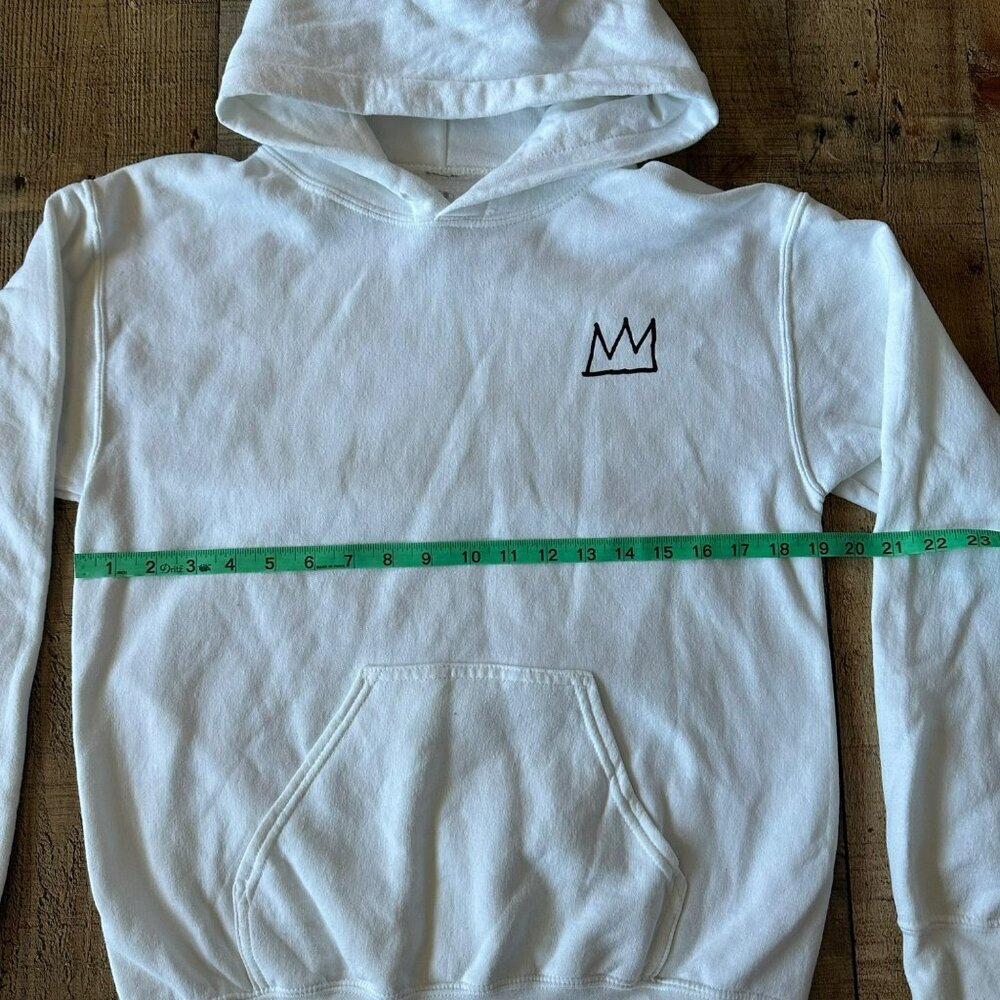 Jean-Michel Basquiat White Pullover Hoodie With Iconic Crown & Art Print S - Picture 2 of 6